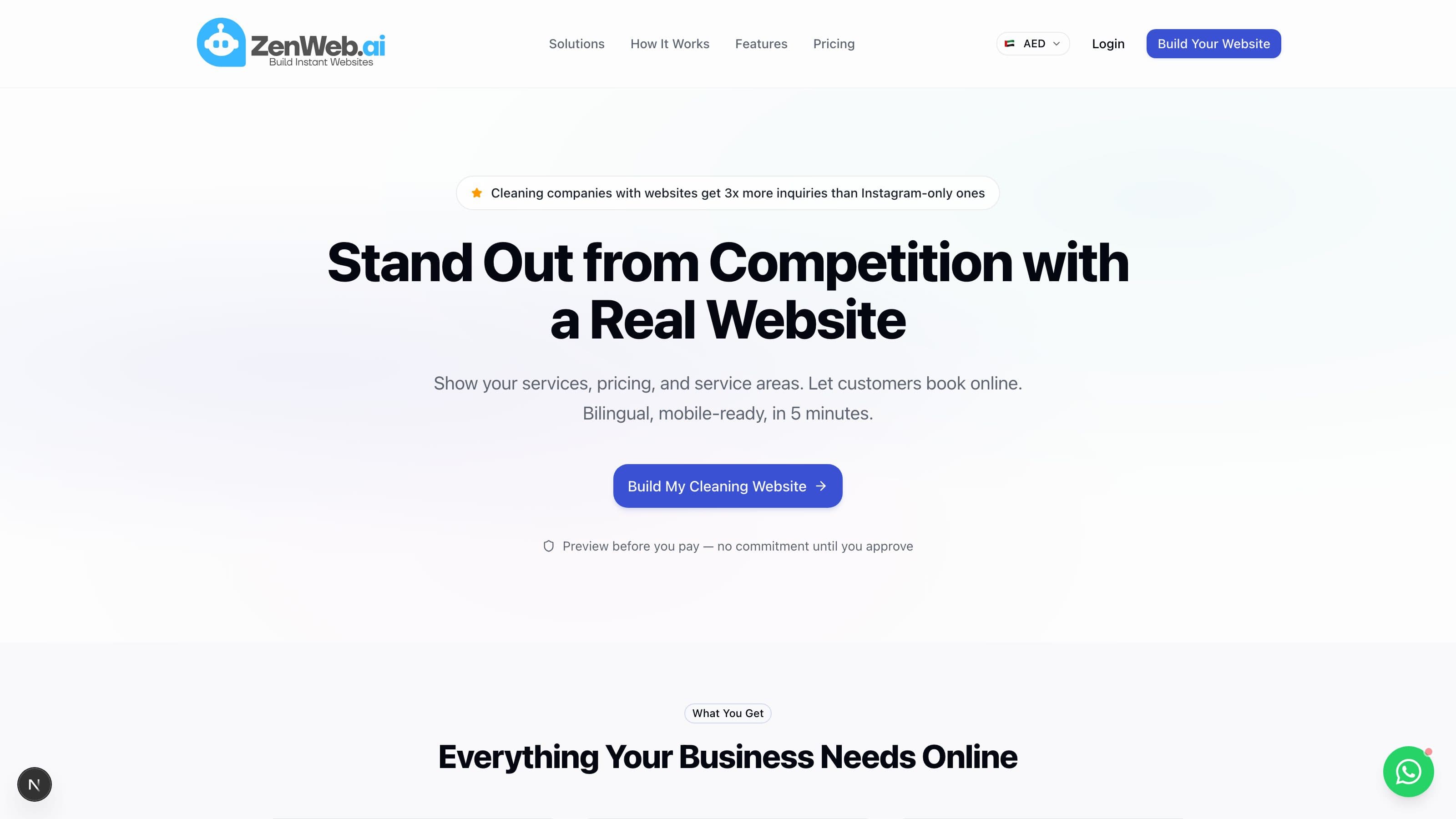 Sparkle Cleaning website screenshot