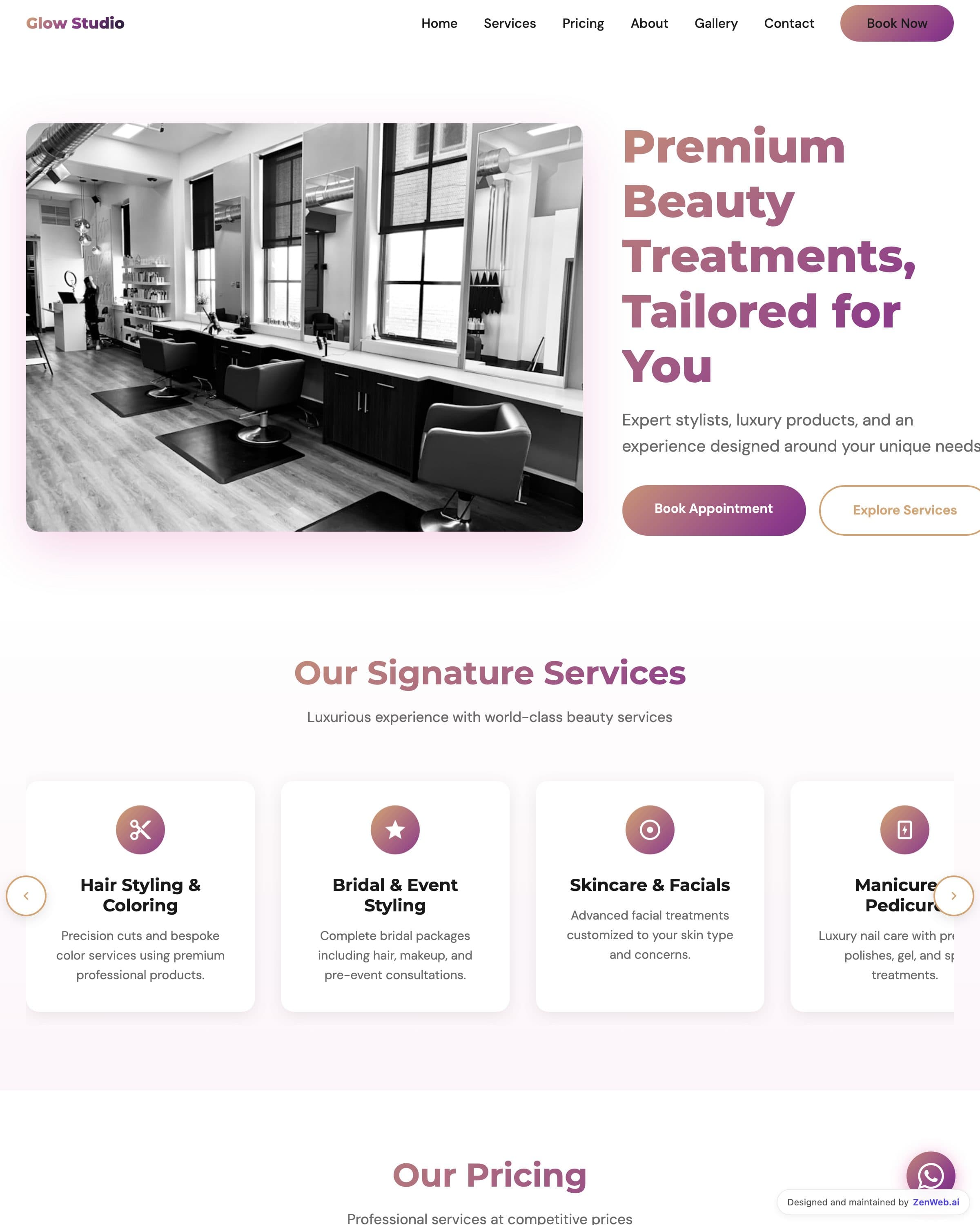 Salon Glamour template preview